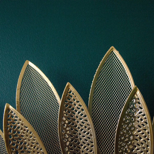 Golden Metal Bamboo Leaves Wall Mirror