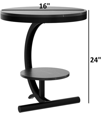 Captivating C-Shaped Marble Top Metal Side Table