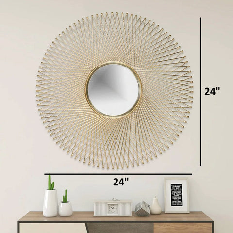 Golden Wire Metal Wall Mirror