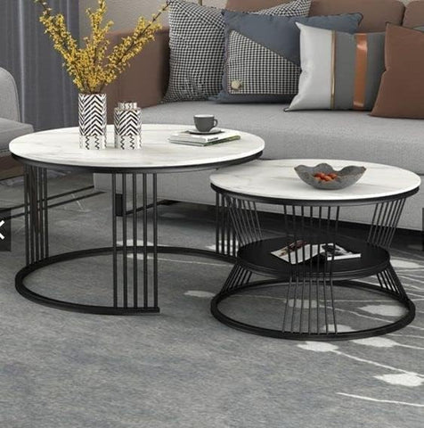 Pandora Round Black Nesting Table Set