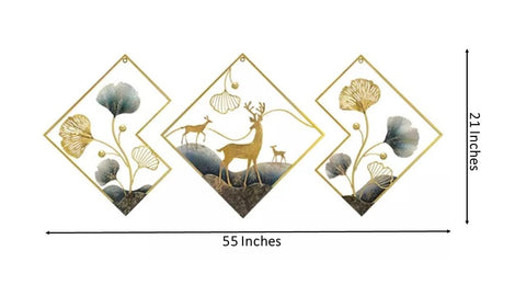 Deer Set Of 3 Framed Metal Wall Art