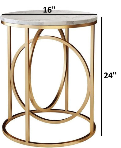 Sophisticated Double Ring Marble Top Side Table