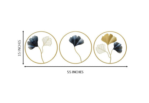 Gingko Leaves Circle Set Of 3 Metal Wall Art