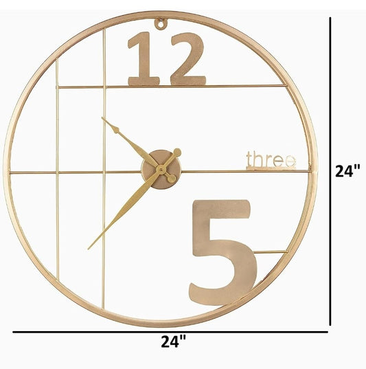 Charismatic Gold Metal Wall Clock