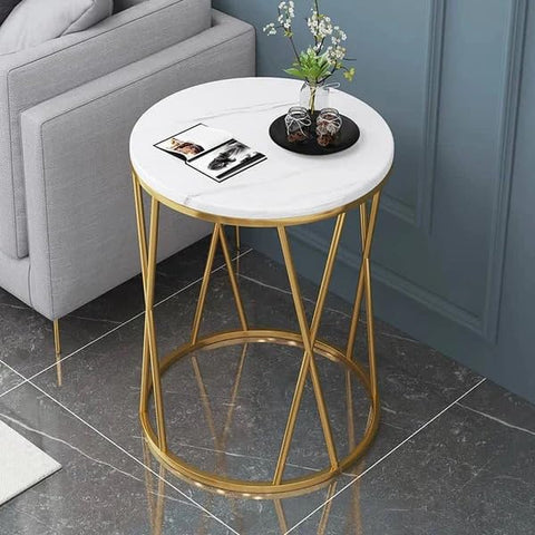 Urbane X Marble Top Metal Side Table