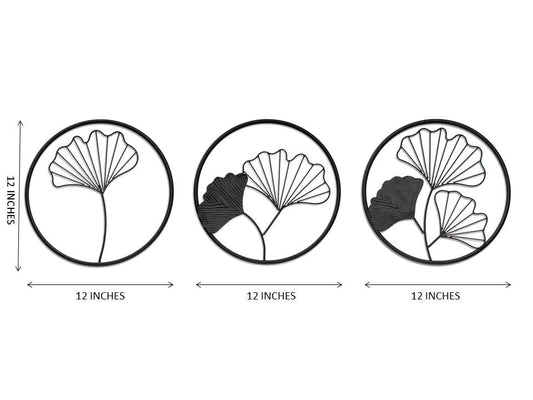 Black Gingko Leaves Set Of 3 Wall Art