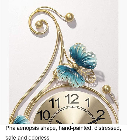 Azure Vertical Butterfly Metal Wall Clock