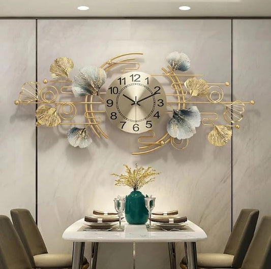 Gingko Leaves Decorative Metal Wall Clock