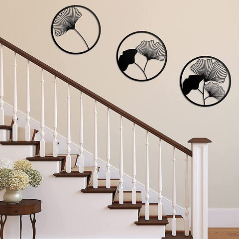 Black Gingko Leaves Set Of 3 Wall Art