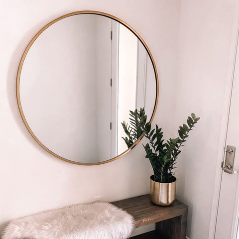 Gold Accent Round Mirror 24"