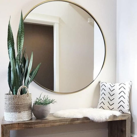 Gold Accent Round Mirror 24"