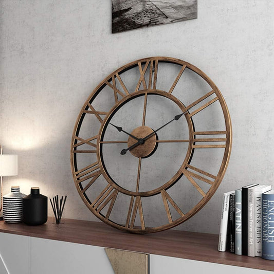 Antique Style Roman Numbers Metal Wall Clock