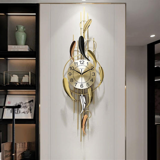 Stylish Black & Gold Sea Waves Metal Wall Clock