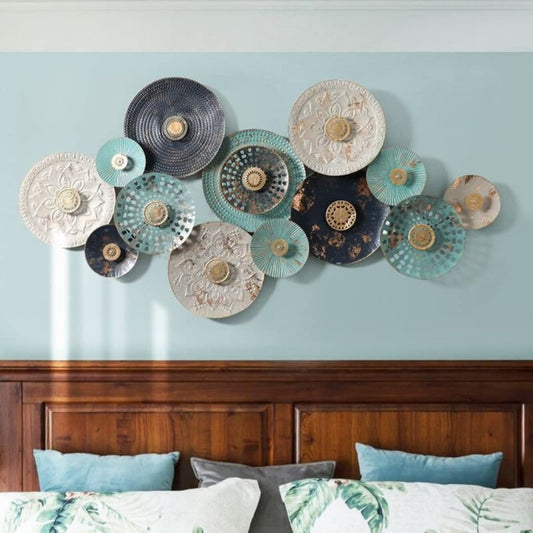 Traditional Blue Mandala Circles Wall Art