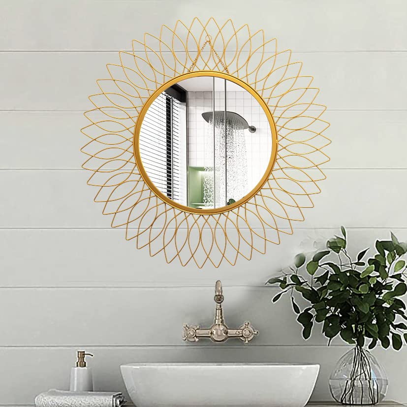 Golden Wire Metal Wall Mirror