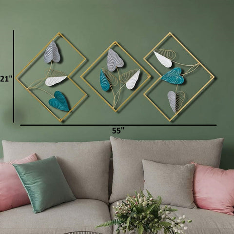 Multicolored Leaves Set Of 3 Metal Wall Decor