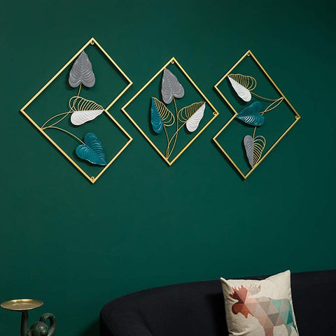 Multicolored Leaves Set Of 3 Metal Wall Decor