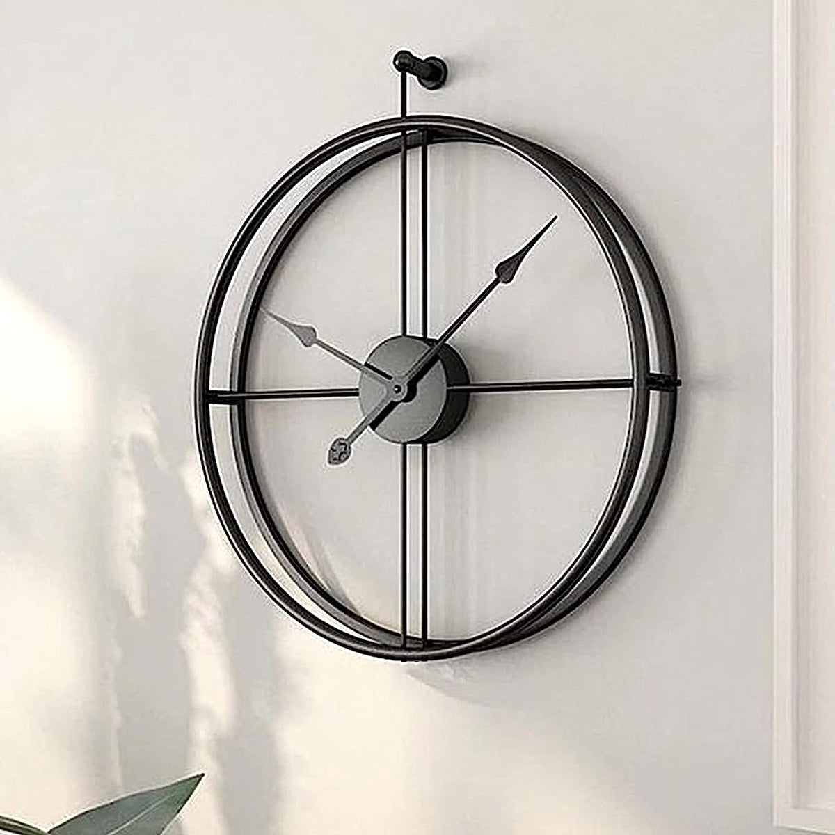 Black Round Double Ring Wall Clock