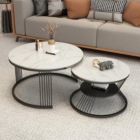 Pandora Round Black Nesting Table Set