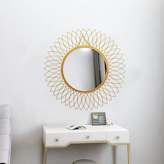 Golden Wire Metal Wall Mirror