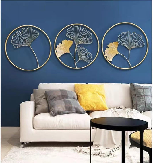 Rustic Gingko Leaves Gold  Wall Frames Set Of 3