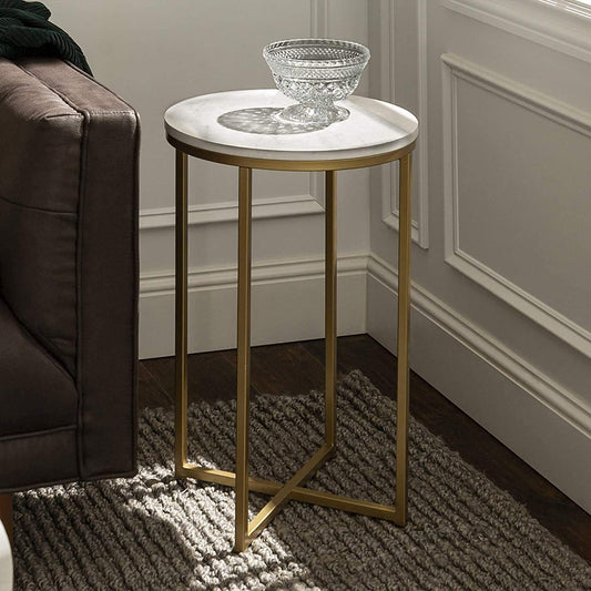 Savvy Round Marble Top Side Table