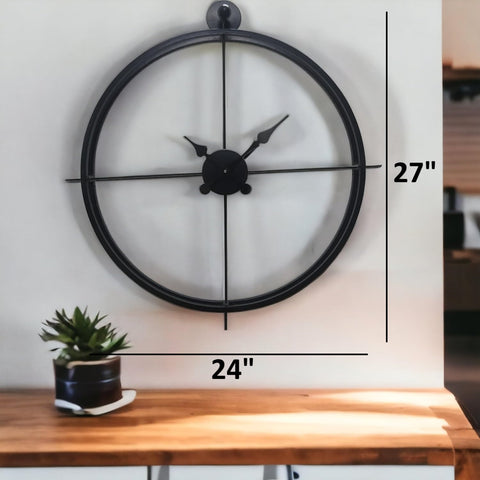 Black Round Double Ring Wall Clock