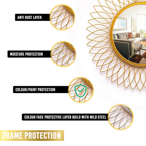 Golden Wire Metal Wall Mirror