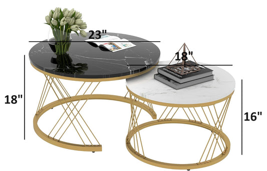 Sleek and Stacked Marble Nesting Table Set