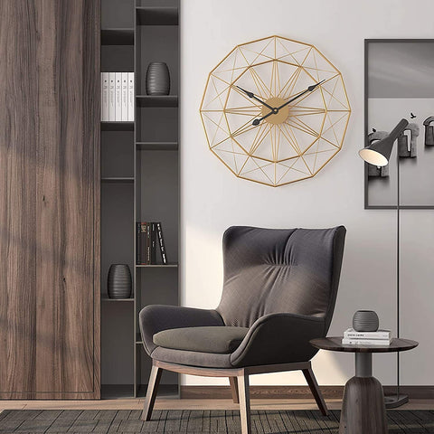 New Line Abstraction Metal Wall Clock(Gold)