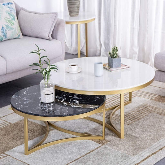 Glamorous Marble Nesting Coffee Table Set