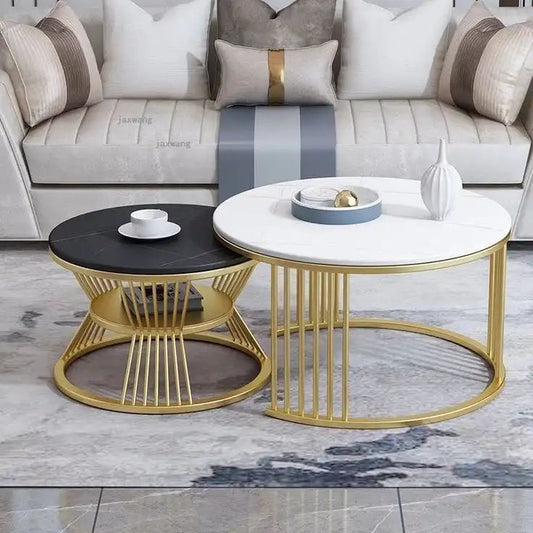 Round Black & White Pandora Nesting Tables