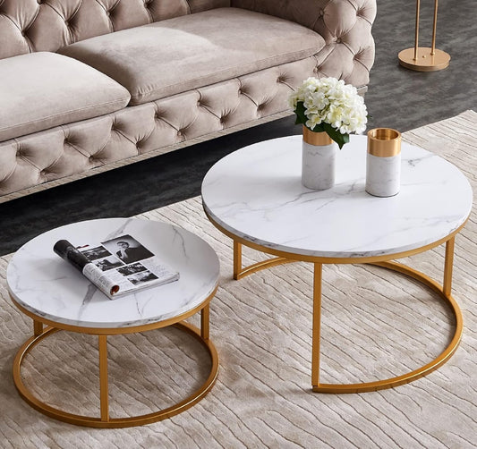 Modern Minimalist Duo Nesting Coffee Table Set