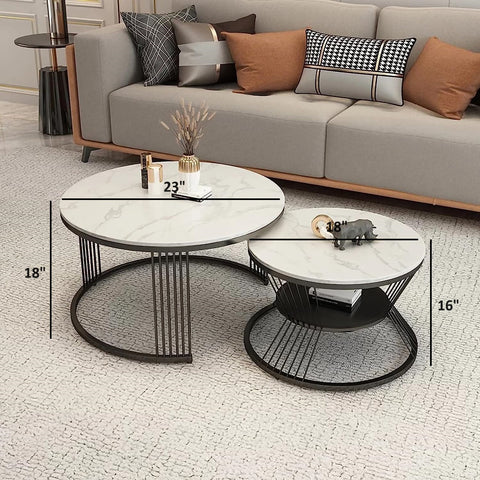 Pandora Round Black Nesting Table Set