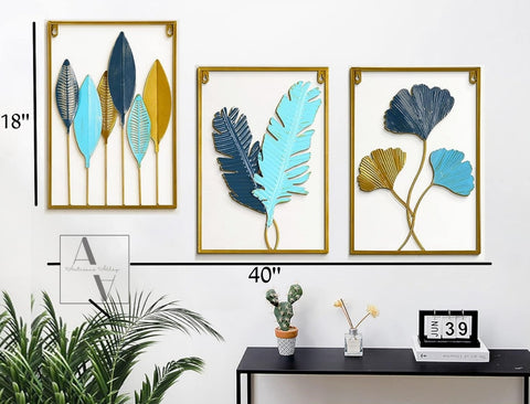 Banana Leaves Set Of 3 Framed Metal Wall Art