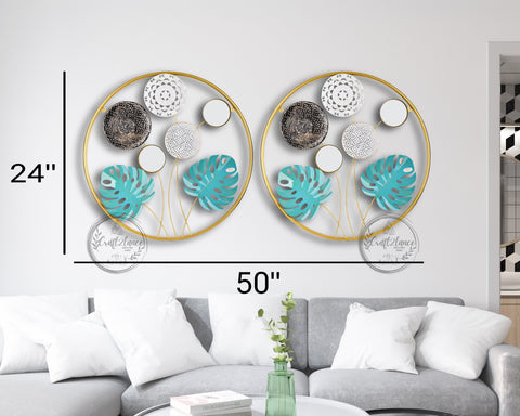 Monstera Leaves Round Set Of 2 Wall Decor