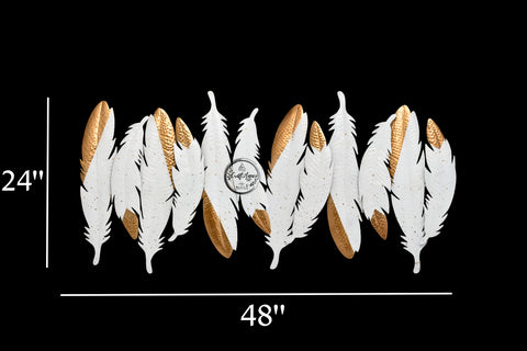 Natural White & Gold Feather Wall Art