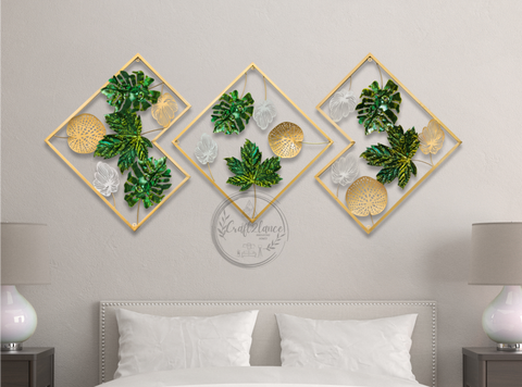 Monstera Leaves Framed Set Of 3 Metal Wall Decor