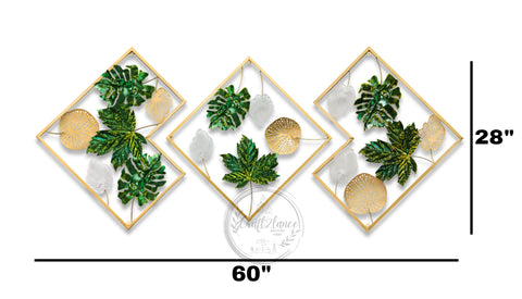 Monstera Leaves Framed Set Of 3 Metal Wall Decor