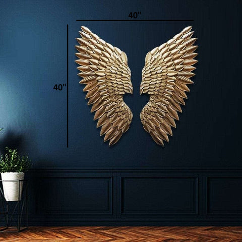 Premium Gold Metal Angel Wings Set