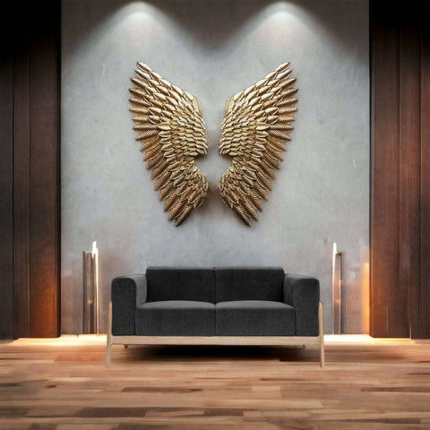 Premium Gold Metal Angel Wings Set