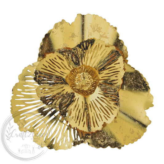 Gingko Gold Flowers Set Of 3 Metal Wall Decor