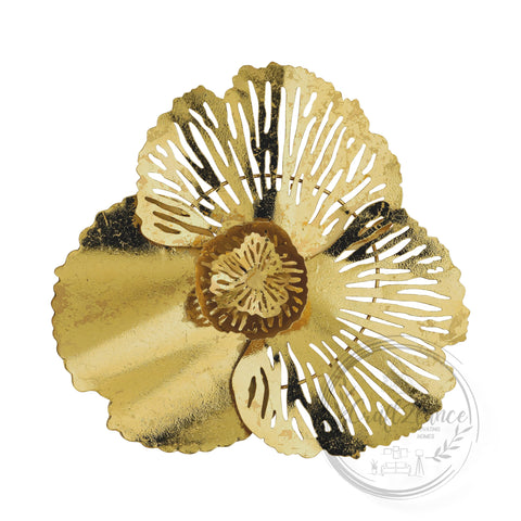 Gingko Gold Flowers Set Of 3 Metal Wall Decor