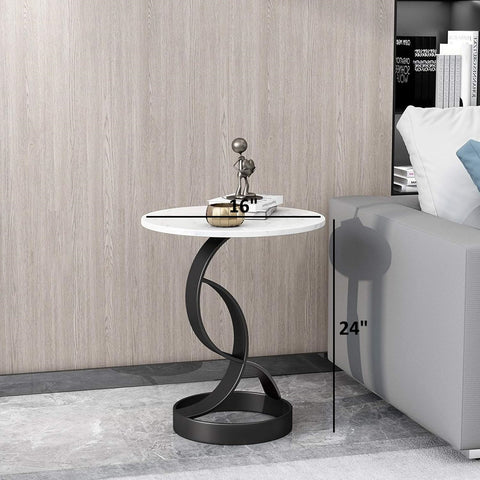 Opulent S-Shaped Marble Top Metal Side Table